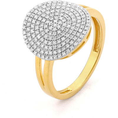 Right round ring in yellow gold