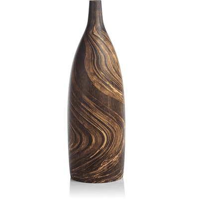 Vinceta Marbleized Mango Wood Bottle Vase - MARCUS