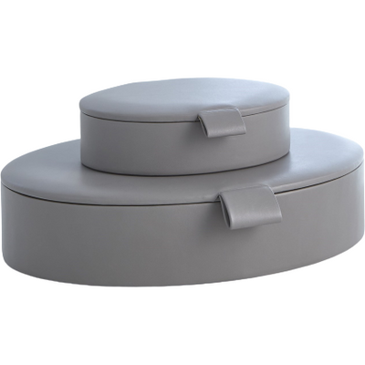 Oval leather box in marble grey