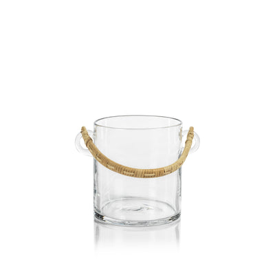 Budva Glass Ice Bucket / Wine Cooler with Rattan Handle