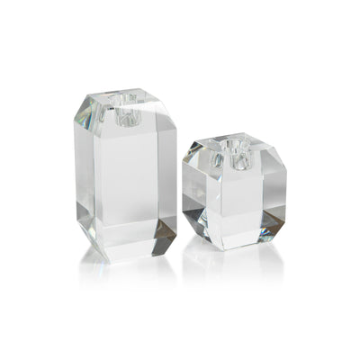 Collier Beveled Cubic Crystal Taper Candle Holder 