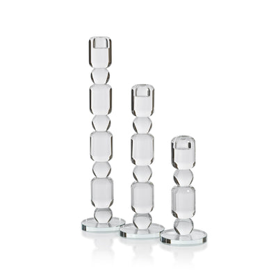 Zadie Crystal Glass Taper Candle Holder