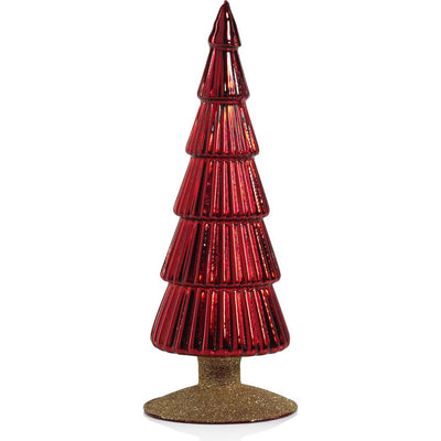 Dembe Classic Red Glass Tree on Gold Glitter Base, Set of 2