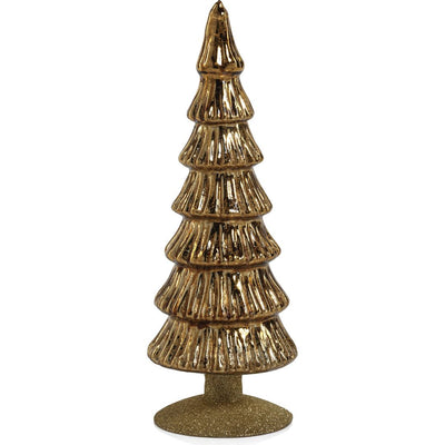 Merrigan Gold Glass Tree on Gold Glitter Base, Set of 2