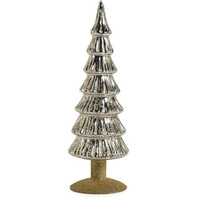 Merrigan Silver Glass Tree on Gold Glitter Base, Set of 2