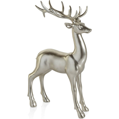 14.5" Tall Silver Standing Deer Figurine Statue