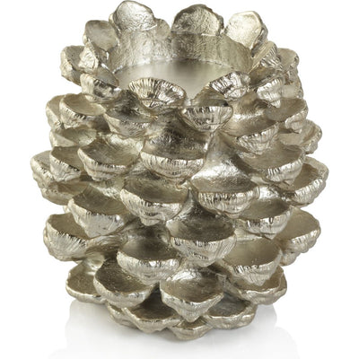 Neve Silver Pine Cone Pillar Candle Holder