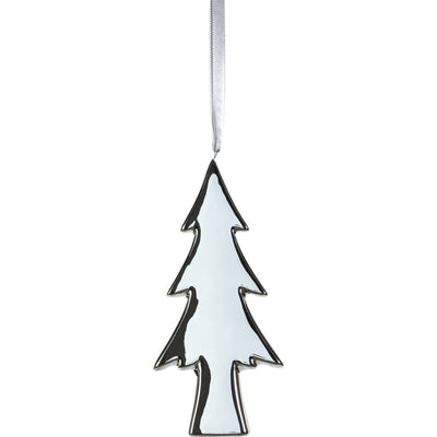 Ceramic Flat Slim Tree Hanging Ornaments, Set of 8
