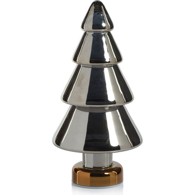 Nahara Silver LED Glass Pine Tabletop Tree on Gold Base