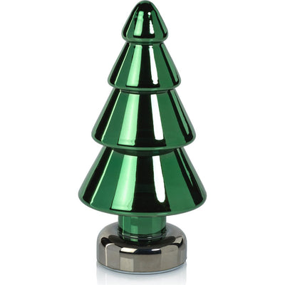Nahara Green LED Glass Pine Tabletop Tree on Silver Base