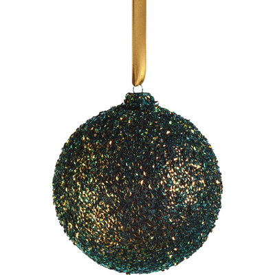 Textured  4.75" Green Glass Ball Ornaments, Set of 4