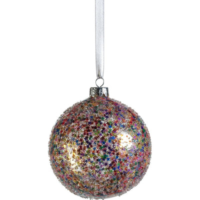 Multi-Bright Confetti Glass Ball Ornaments, Set of 6