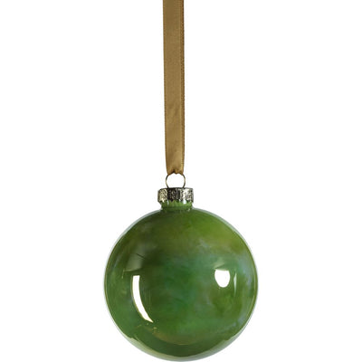 Solid Luster Green Glass Ball Ornaments, Set of 6