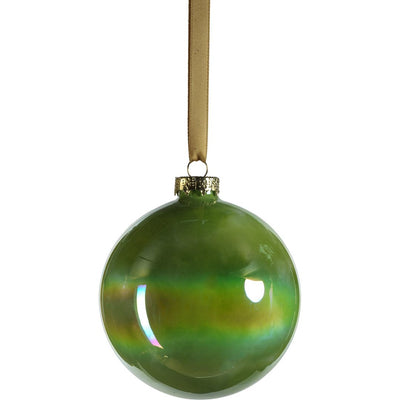 Solid Luster Green Glass Ball Ornaments, Set of 6