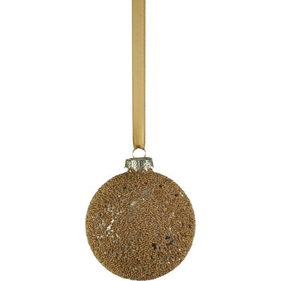 Hoshi Gold Beaded Glass Ball Ornaments, Set of 6