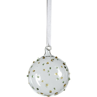 Colored Dots Clear Glass Ball Ornaments, Set of 6