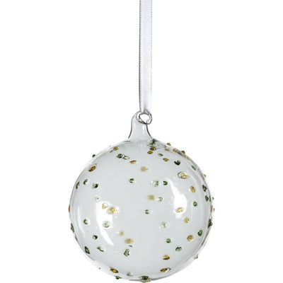 Colored Dots Clear Glass Ball Ornaments, Set of 6