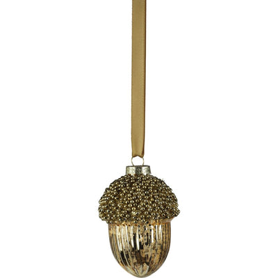 Ribbed Glass Acorn Hanging Ornaments, Set of 12