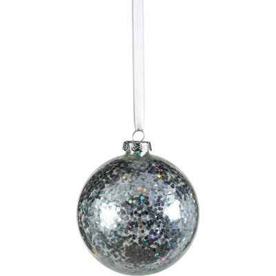 Silver Confetti Glass Holiday Ball Ornaments, Set of 6