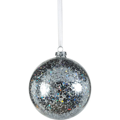 4.75" Confetti Glass Holiday Ball Ornaments, Set of 4