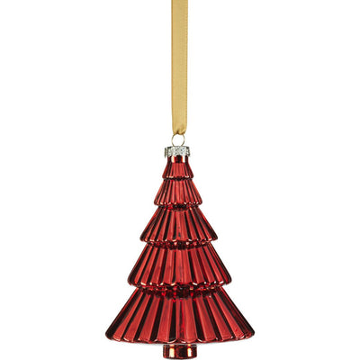 Ruffled Red Glass Tree Ornaments, Set of 6