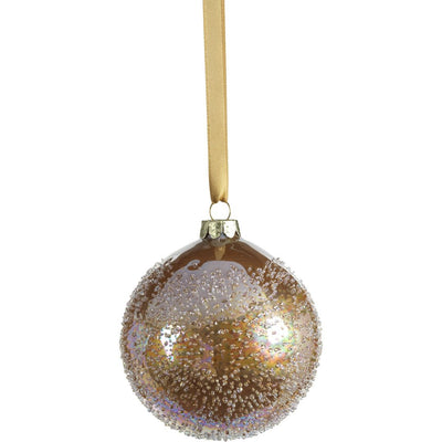 Sugar Bead Luster Gold Glass Ball Ornaments, Set of 6