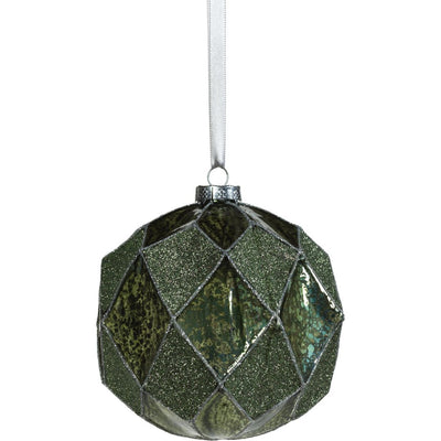 4.75" Harlequin Christmas Glass Ball Ornaments, Set of 4