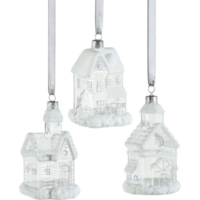 Lumi Assorted Glass House Hanging Ornaments, Set of 6