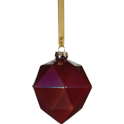 6-Piece Set Red Luster Faceted Glass Hanging Ornaments