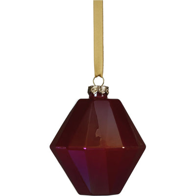 6-Piece Set Red Luster Faceted Glass Hanging Ornaments