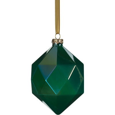 6-Piece Set Green Luster Faceted Glass Hanging Ornaments