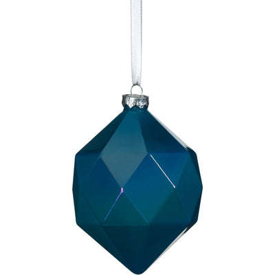 6-Piece Set Blue Luster Faceted Glass Hanging Ornaments