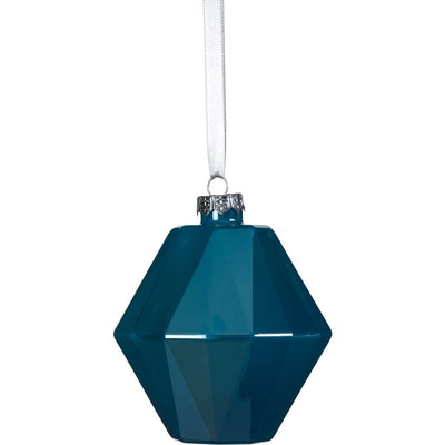 6-Piece Set Blue Luster Faceted Glass Hanging Ornaments