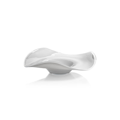 Shoal Scissor Cut Opal White Wave Glass Bowl
