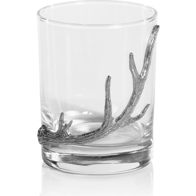 Malachi Rock Glasses with Pewter Antler, Set of 2
