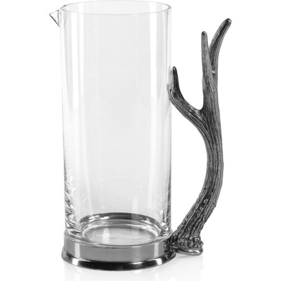 Malachi Rock Glass Pitcher with Pewter Antler Handle