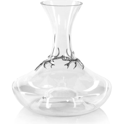 Malachi Glass Wine Decanter with Pewter Antler