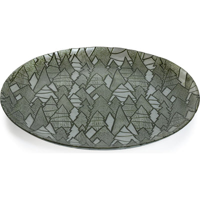 Hani 13" Alpine Tree Glass Platters, Set of 6