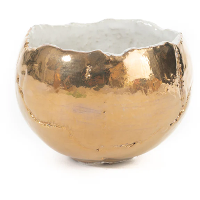 Eurdecor bolivia egg pot in gold and white
