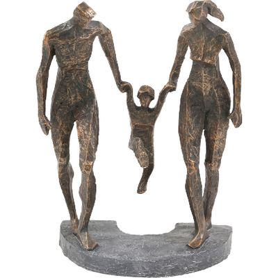 SAGEBROOK HOME POLYRESIN FAMILY SCULPTURE BRONZE 13 INCHES